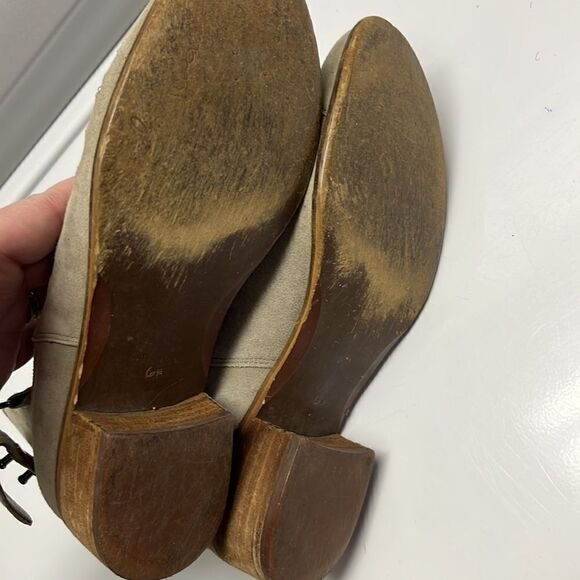 Sam Edelmann Beige Slip-On Suede Braided Booties with Buckles- Size 6.5 - Picture 9 of 16